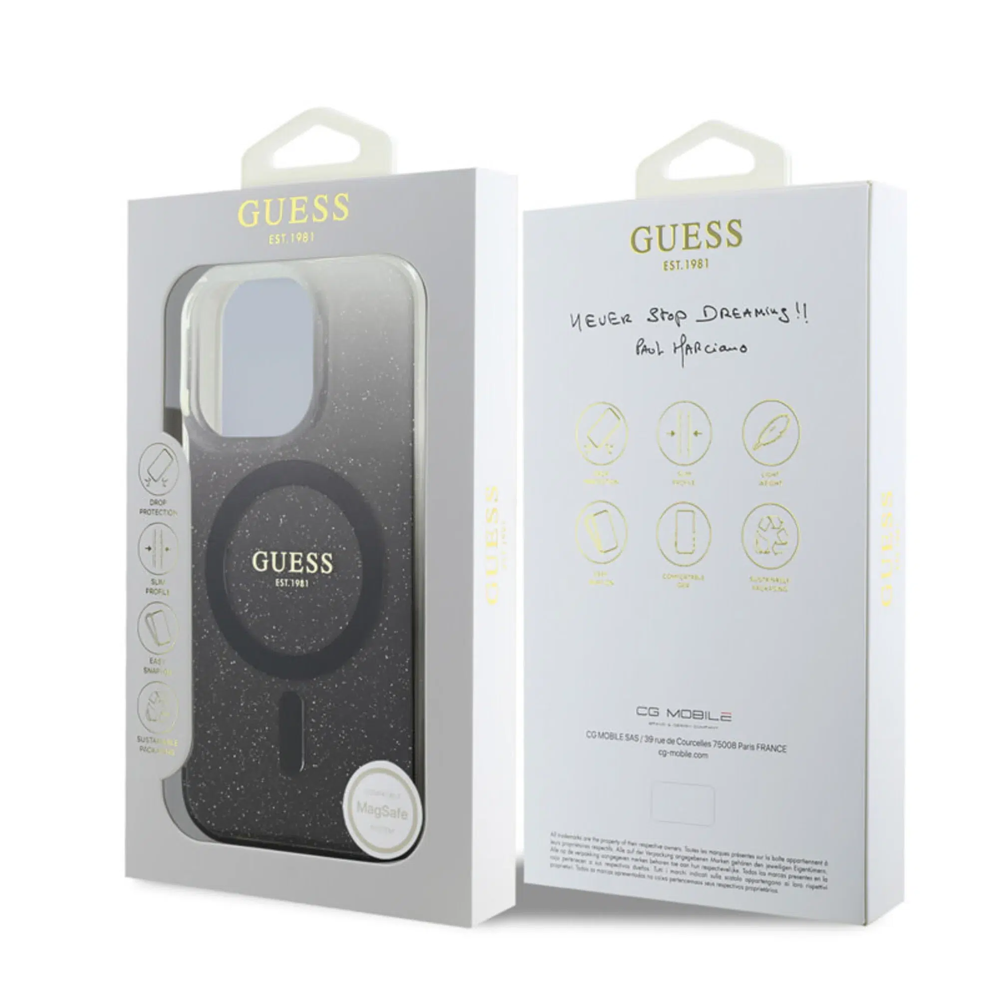 Guess - Backcover iPhone 16 Pro Max - Magsafe IML glitter gradient - Zwart - Afbeelding 8
