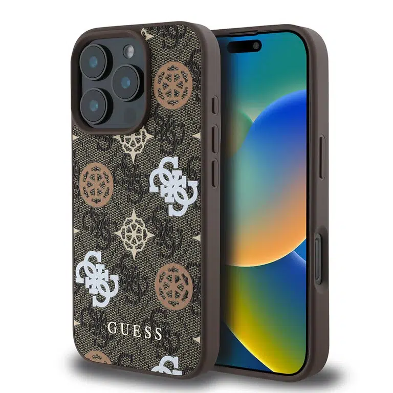 Guess - Backcover iPhone 16 Pro Max  - Magsafe - Peony on 4G - Brown - Afbeelding 1