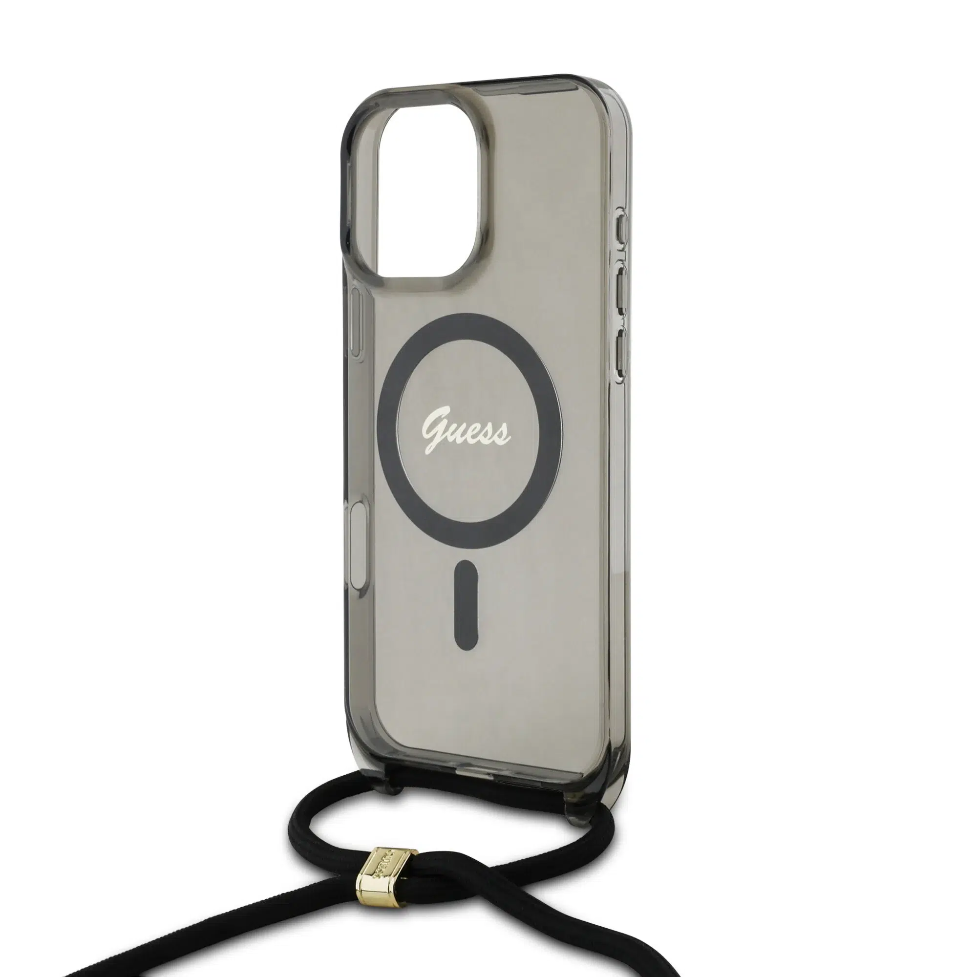Guess - Backcover iPhone 16 Pro Max - Magsafe IML Glitter with pearls strap - Zwart - Afbeelding 4