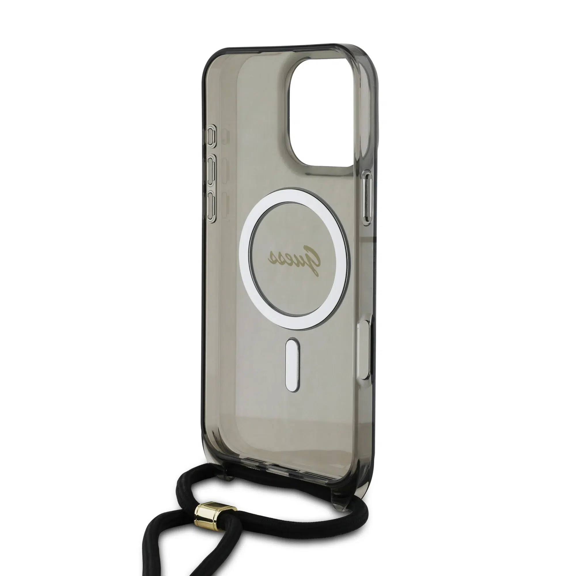 Guess - Backcover iPhone 16 Pro Max - Magsafe IML Glitter with pearls strap - Zwart - Afbeelding 5