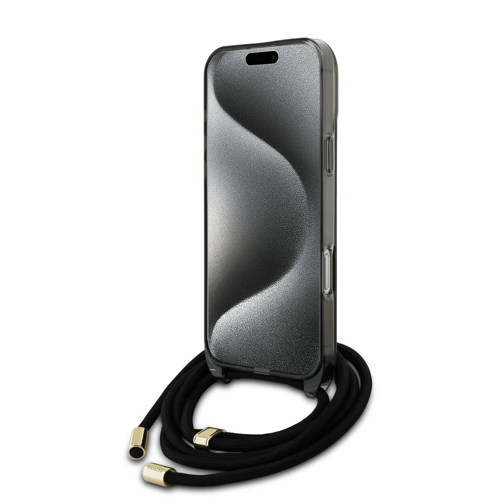 Guess - Backcover iPhone 16 Pro Max - Magsafe IML Glitter with pearls strap - Zwart - Afbeelding 6