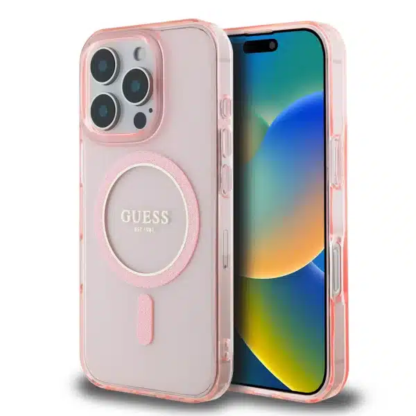 Guess - Backcover iPhone 16 Pro Max  Magsafe IML Glitter - Roze