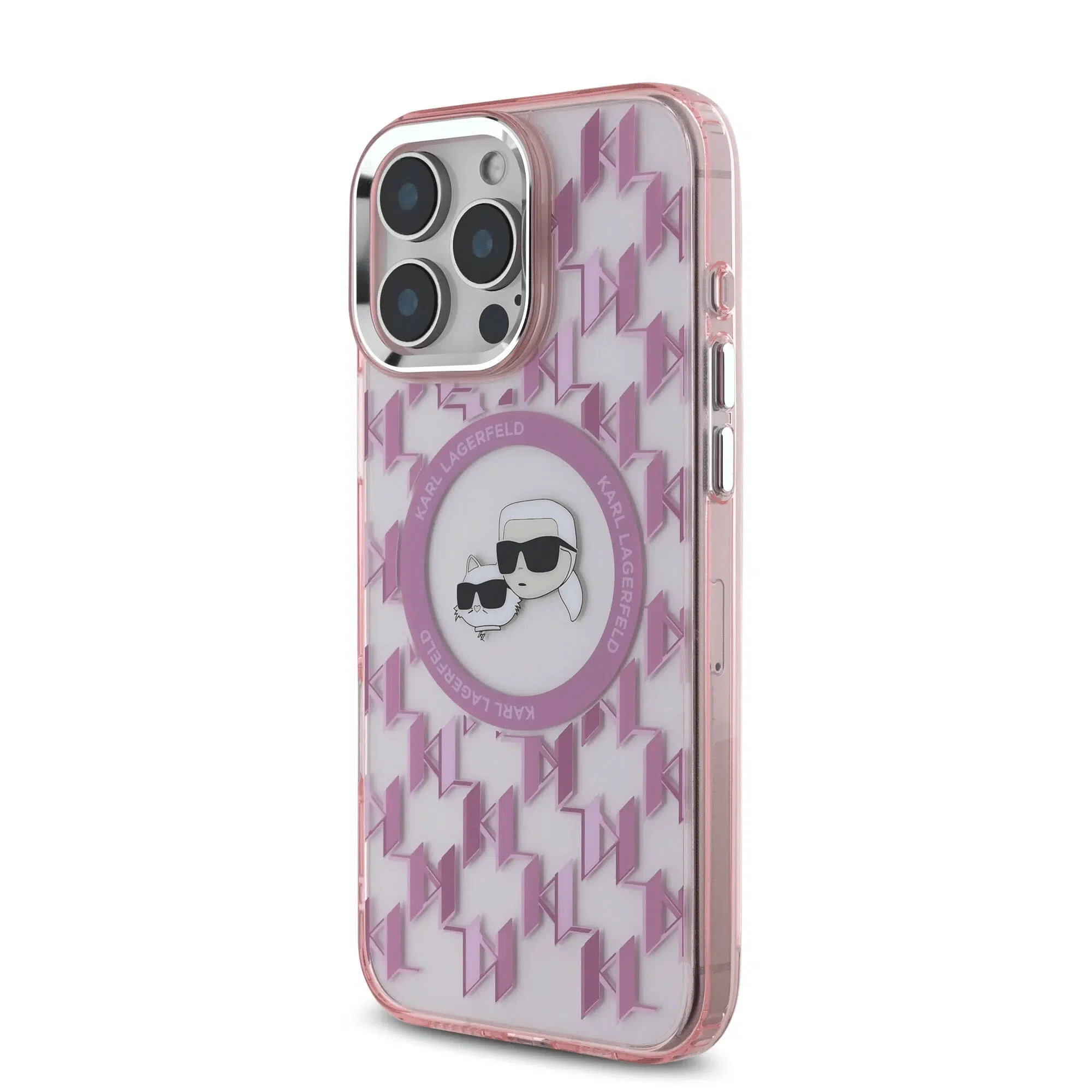 Karl Lagerfeld - Backcover iPhone 16 Pro - Magsafe IML metal monogram kc - Roze - Afbeelding 2