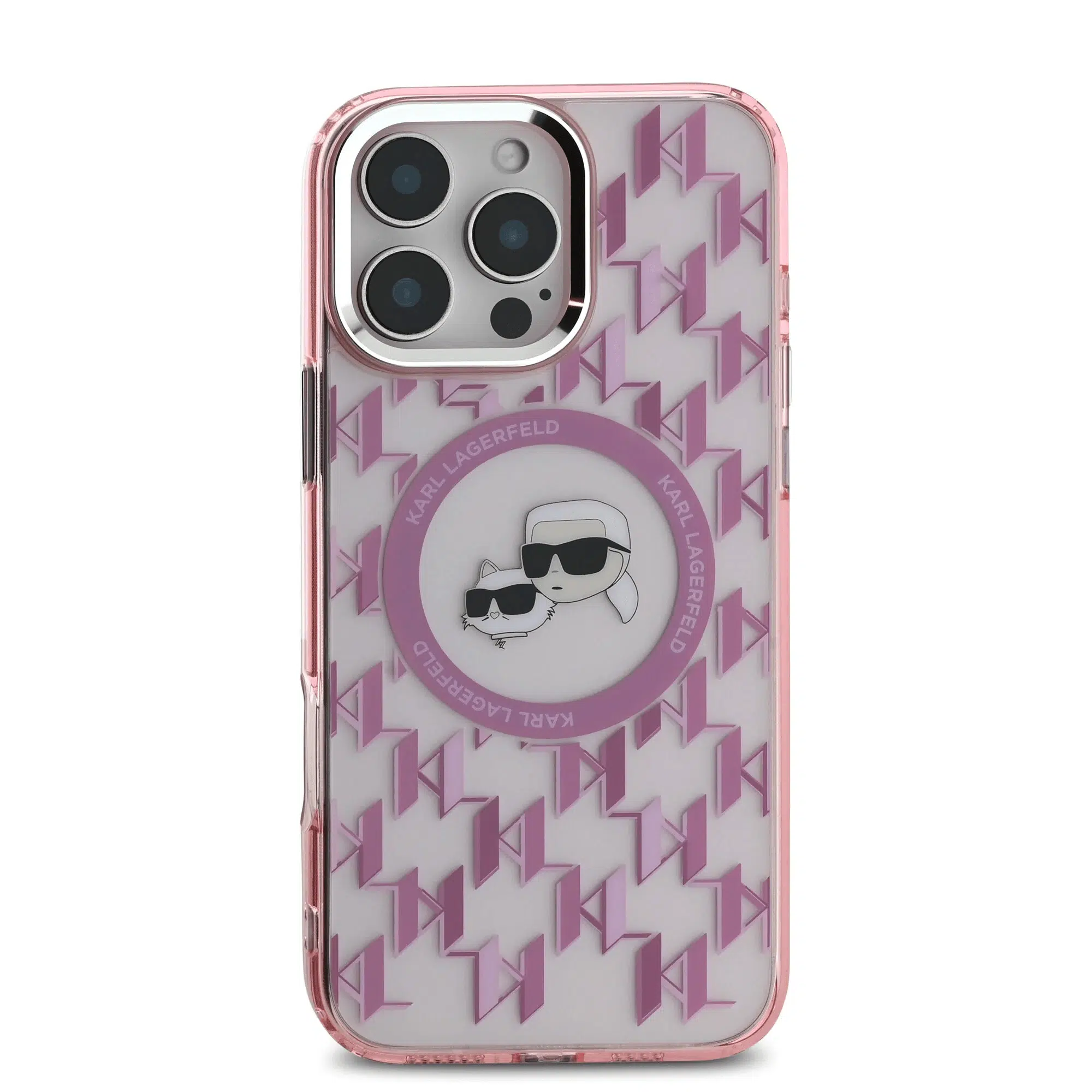 Karl Lagerfeld - Backcover iPhone 16 Pro - Magsafe IML metal monogram kc - Roze - Afbeelding 3