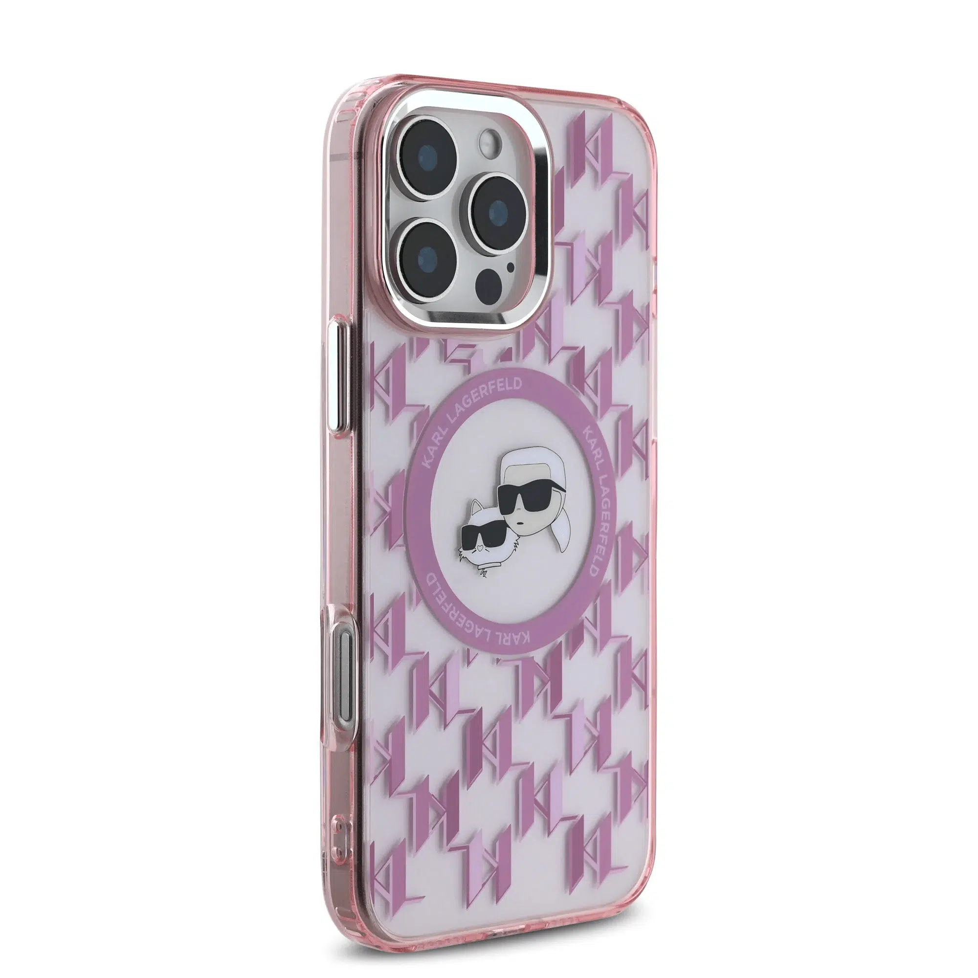 Karl Lagerfeld - Backcover iPhone 16 Pro - Magsafe IML metal monogram kc - Roze - Afbeelding 4
