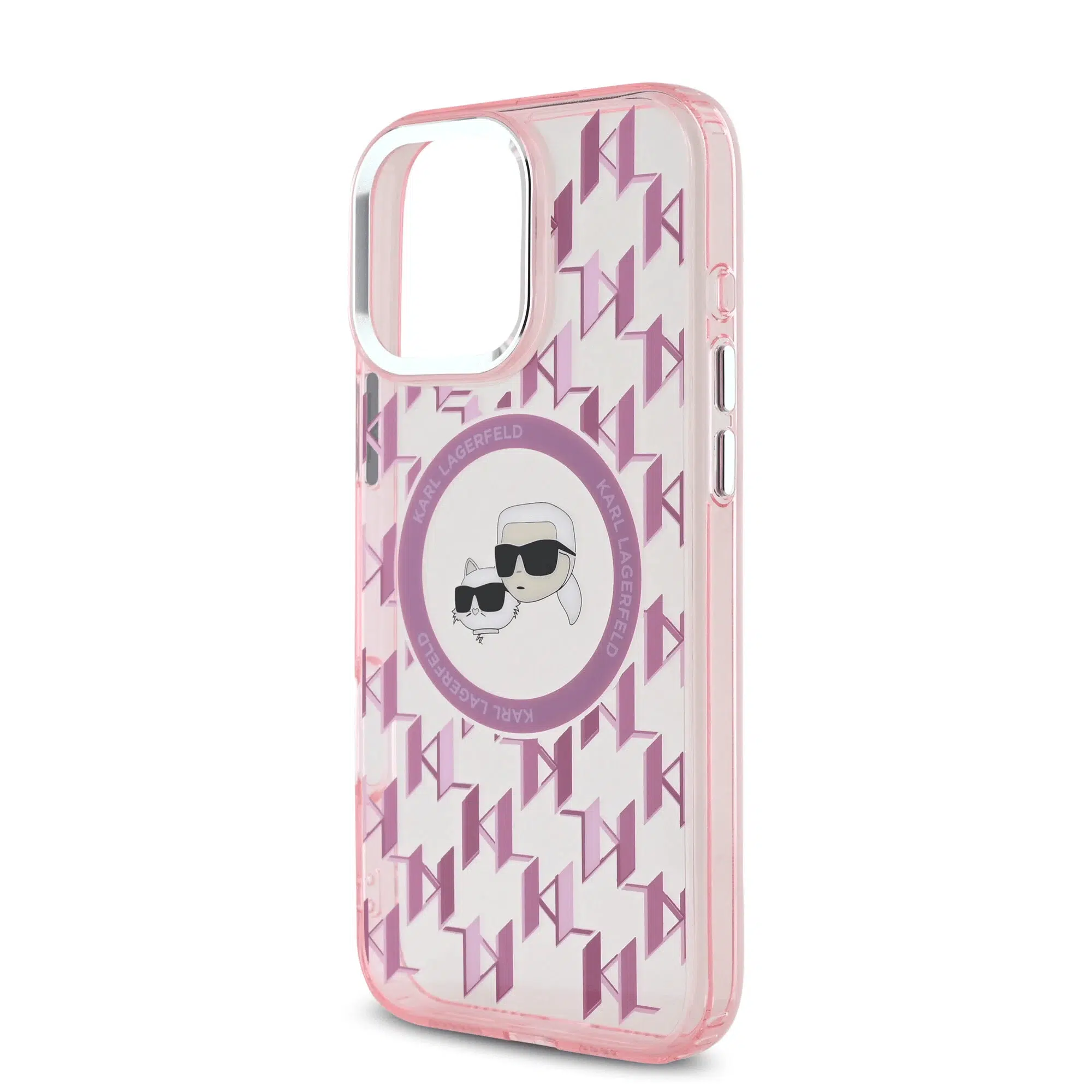 Karl Lagerfeld - Backcover iPhone 16 Pro - Magsafe IML metal monogram kc - Roze - Afbeelding 6