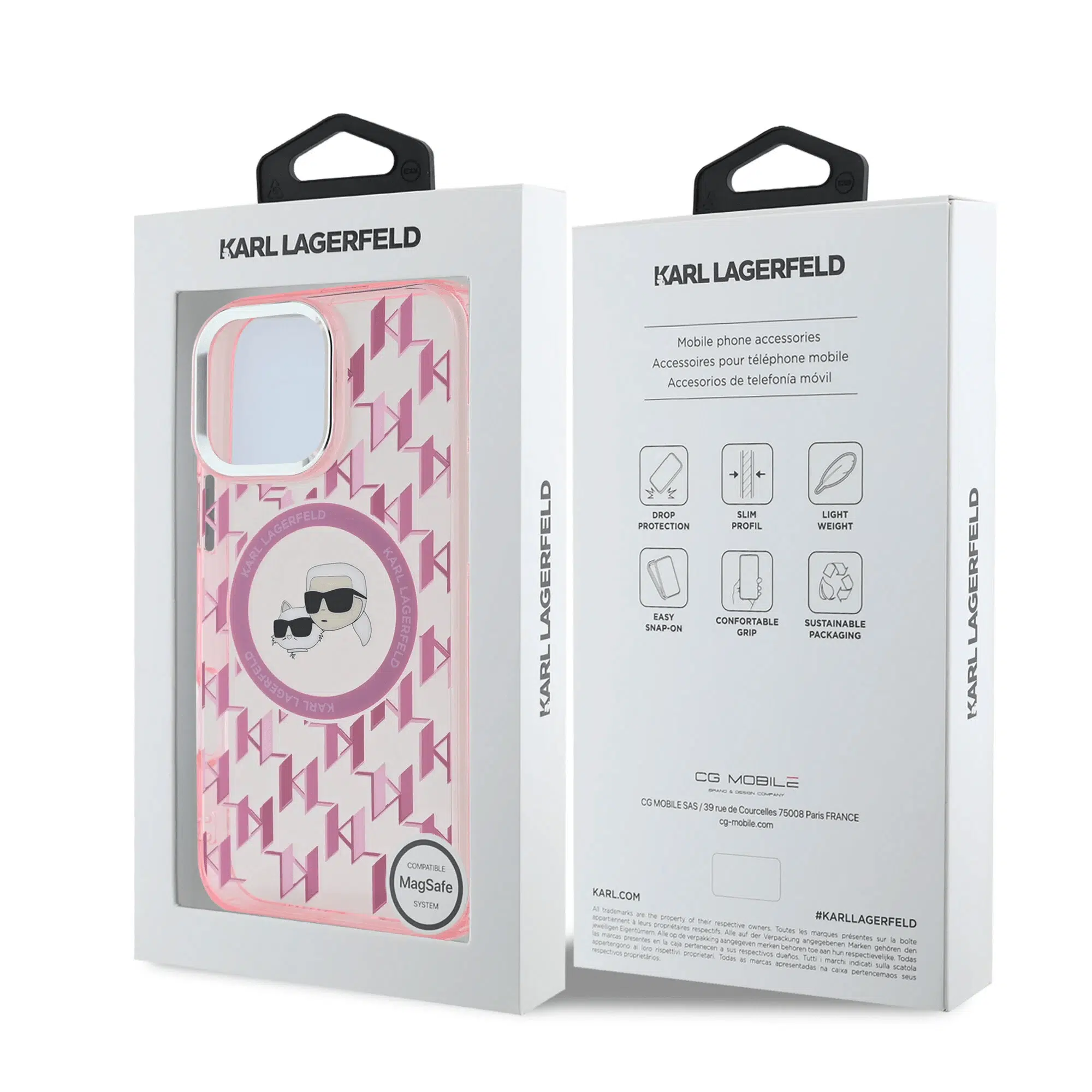 Karl Lagerfeld - Backcover iPhone 16 Pro - Magsafe IML metal monogram kc - Roze - Afbeelding 8