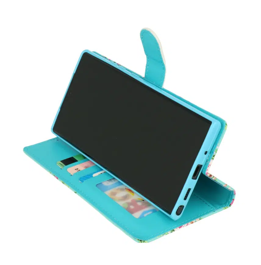 Samsung A36 -A56 -Bookcase Print-Marmer Roze-Blauw-4-Cityhoesje.nl