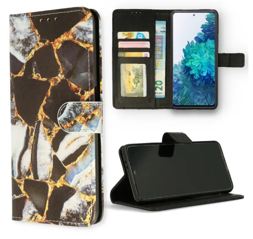 Samsung A36 -A56 -Bookcase Print-Marmer Zwart-1-Cityhoesje.nl