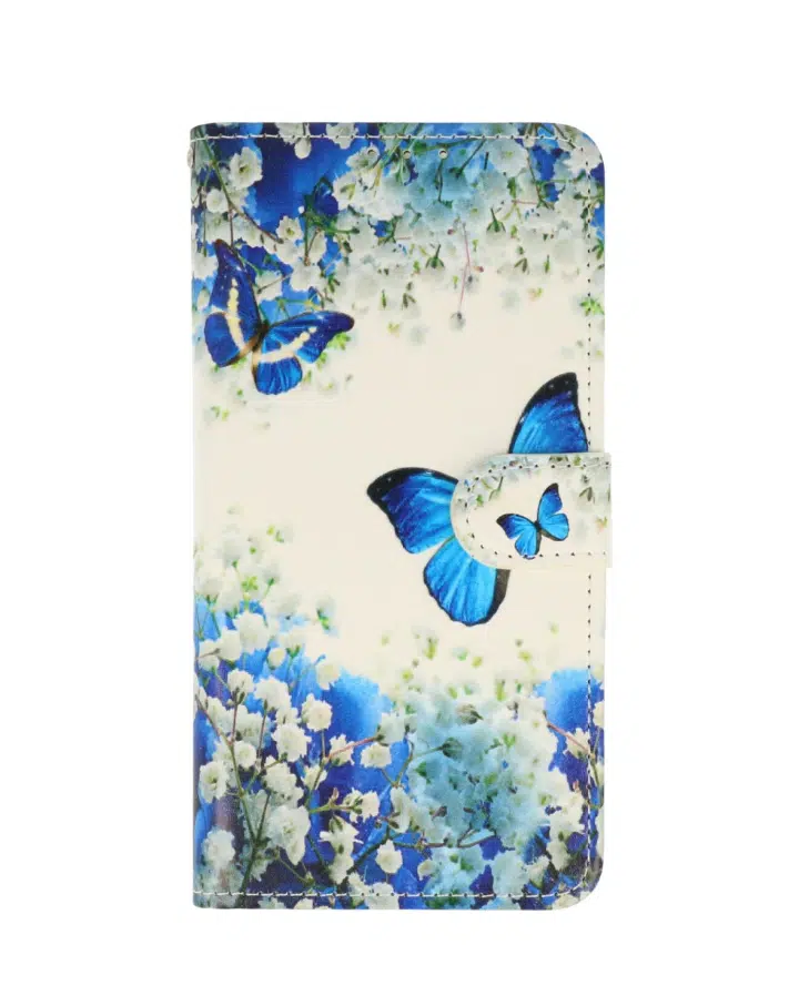 Samsung A36 -A56 -Bookcase Print-Vlinder Blauw-2-Cityhoesje.nl