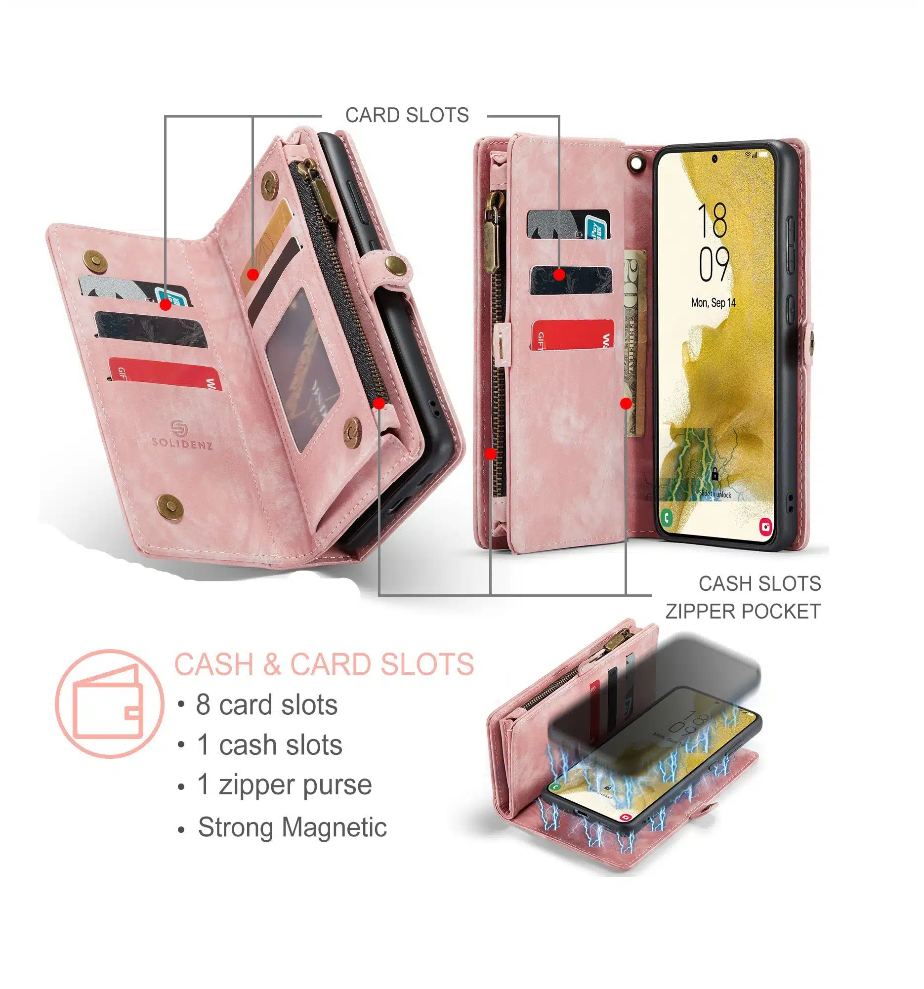 Solidenz Urban - Wallet Samsung Galaxy A56/A36 – Roze - Afbeelding 6