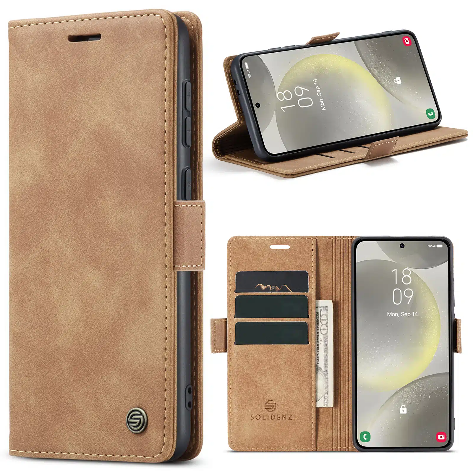 Solidenz - Samsung A56/A36 Bookcase – TPU - Bruin - Afbeelding 1