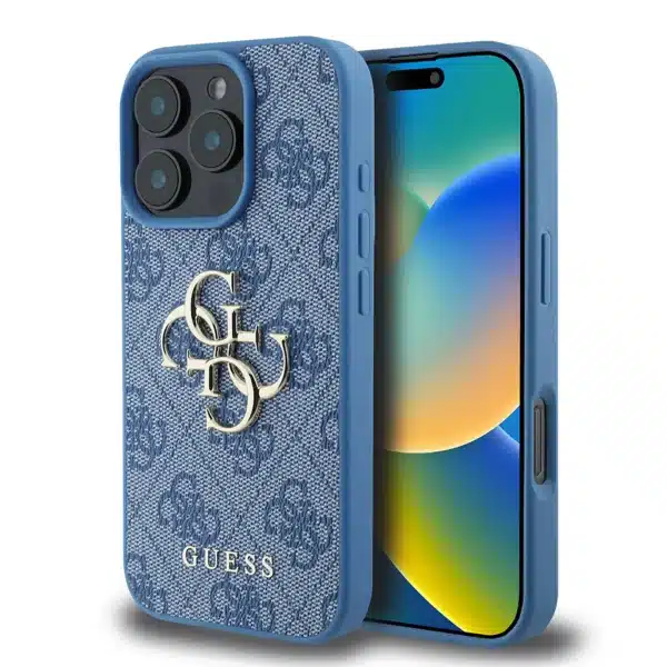 Guess - Backcover iPhone 16 Pro - 4G Pu Big Logo - Blauw