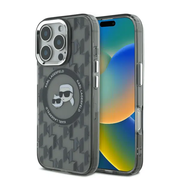 Karl Lagerfeld - Backcover iPhone 16 Pro - Magsafe IML metal monogram kc - Zwart
