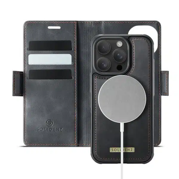 Solidenz - Bookcase iPhone 16 Pro - 2 in 1 MagSafe – Zwart