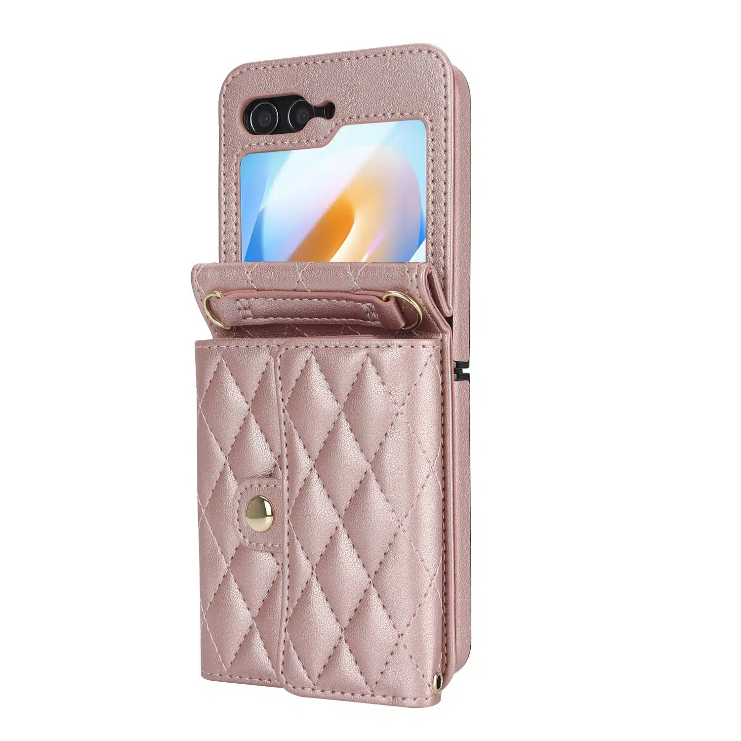 Solidenz Fashion Portemonnee hoesje met koord Samsung Galaxy Z Flip 6 – Roségoud - Afbeelding 9
