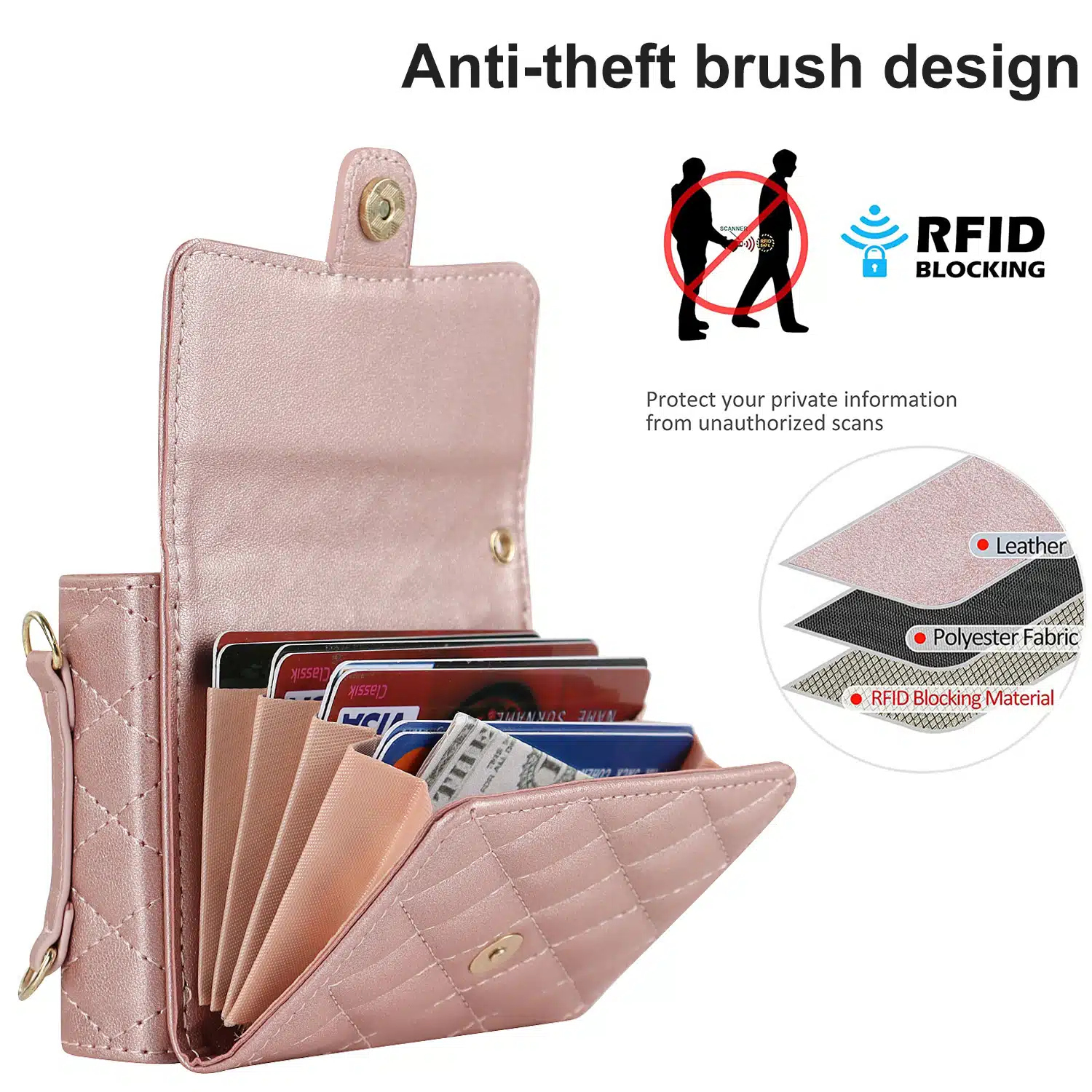 Solidenz Fashion Portemonnee hoesje met koord Samsung Galaxy Z Flip 6 – Roségoud - Afbeelding 6
