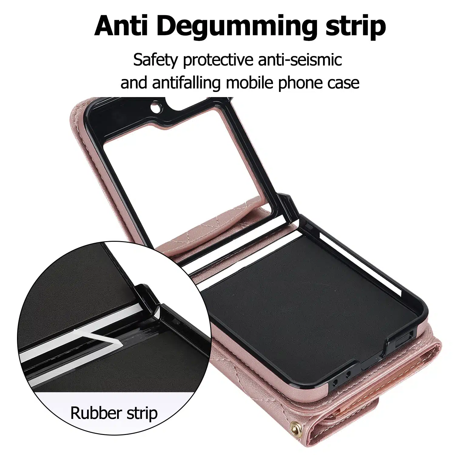 Solidenz Fashion Portemonnee hoesje met koord Samsung Galaxy Z Flip 6 – Roségoud - Afbeelding 4