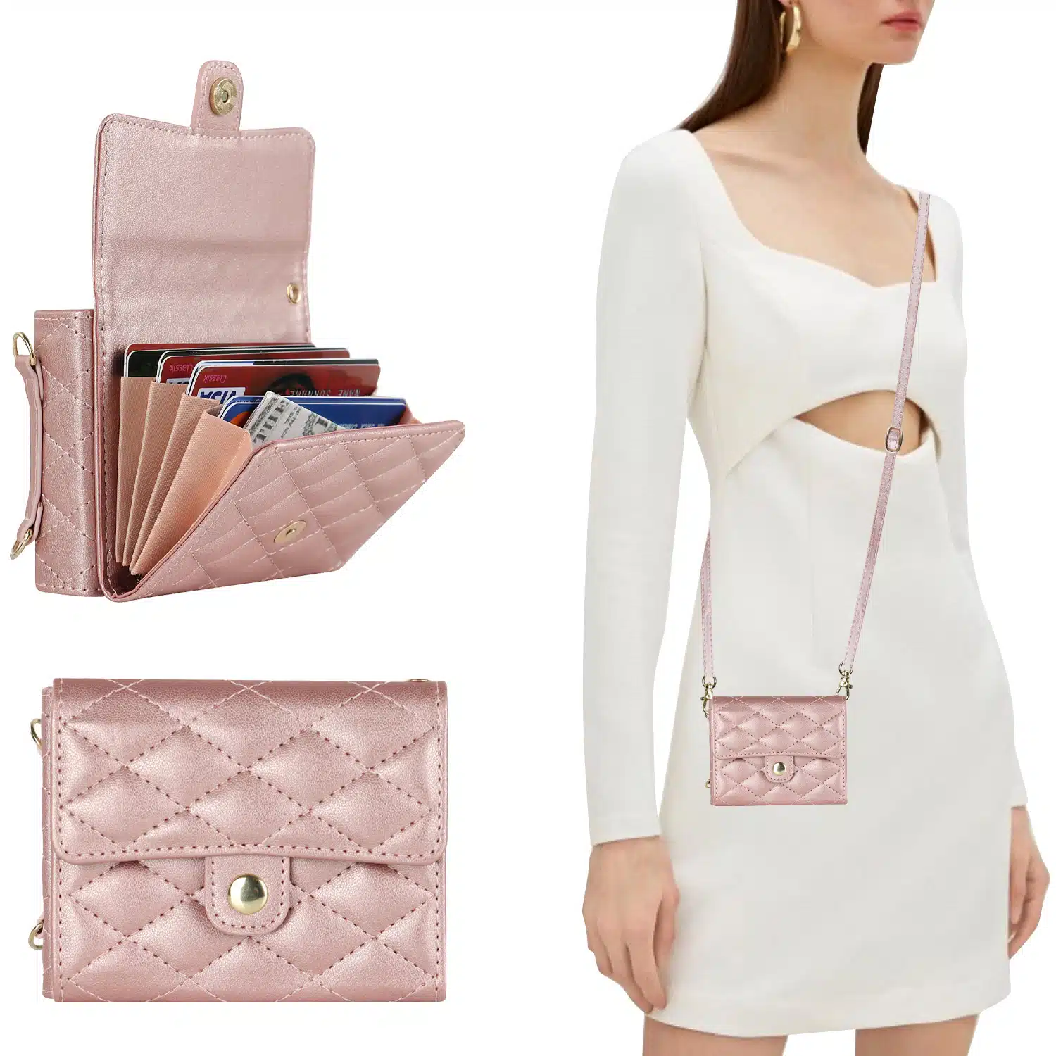 Solidenz Fashion Portemonnee hoesje met koord Samsung Galaxy Z Flip 6 – Roségoud - Afbeelding 3