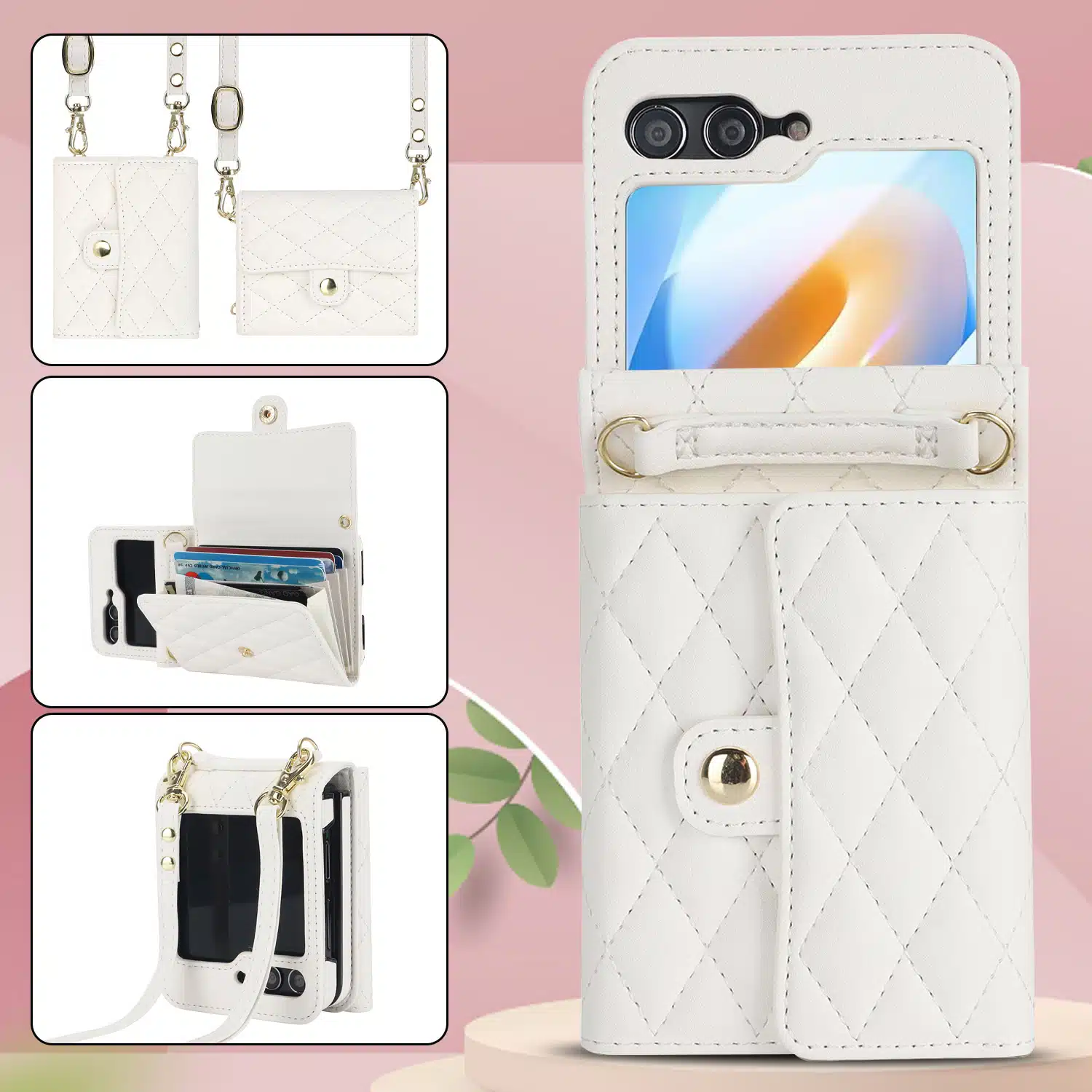 Solidenz Fashion Portemonnee hoesje met koord Samsung Galaxy Z Flip 6 – Roségoud - Afbeelding 10