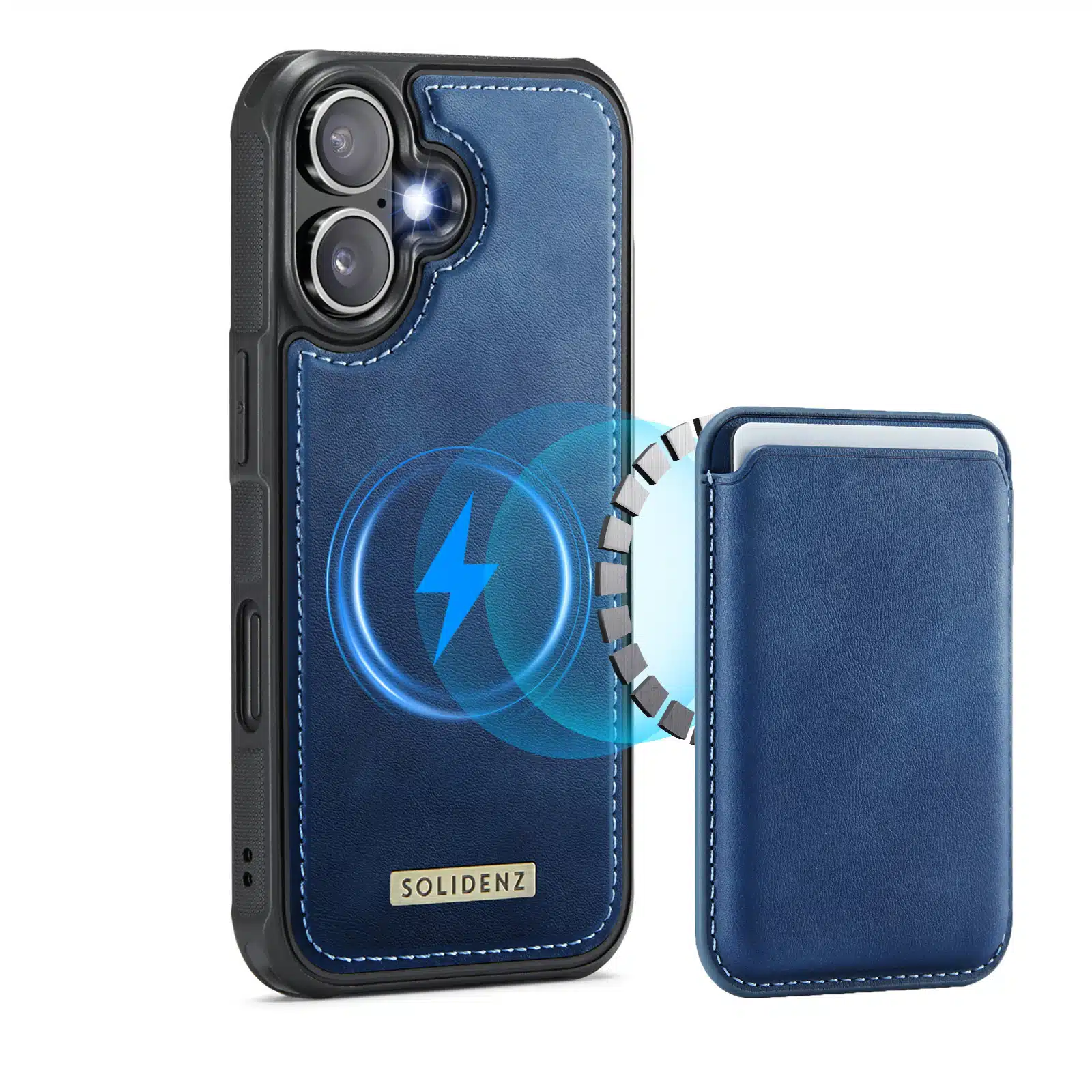 Solidenz - Backcover iPhone 16 - MagSafe - Wallet – Blauw - Afbeelding 1