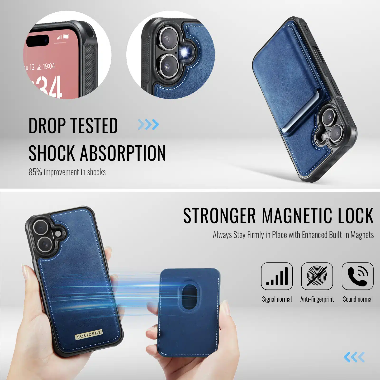 Solidenz - Backcover iPhone 16 - MagSafe - Wallet – Blauw - Afbeelding 7