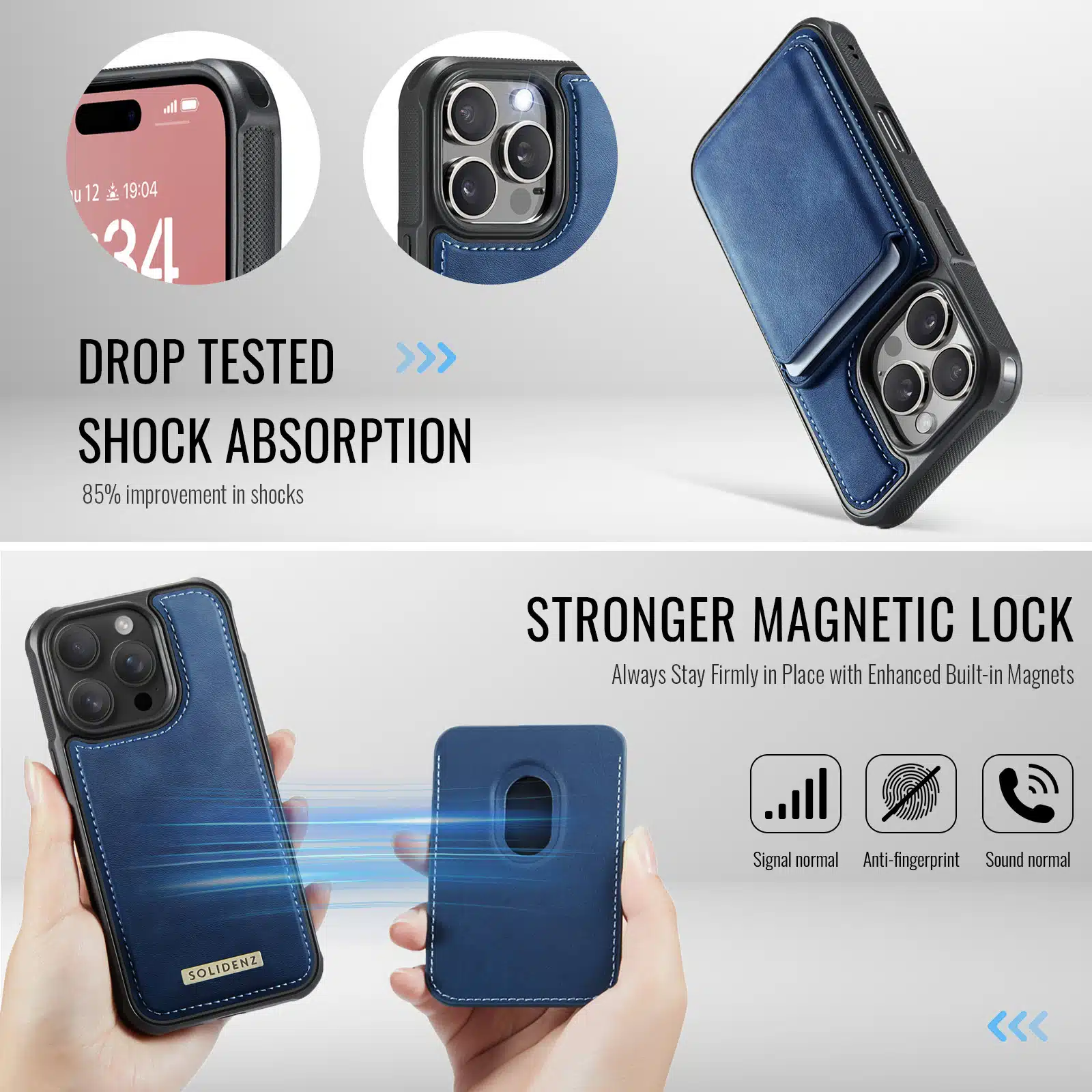 Solidenz - Backcover Wallet iPhone 16 Pro - MagSafe  - Blauw - Afbeelding 7