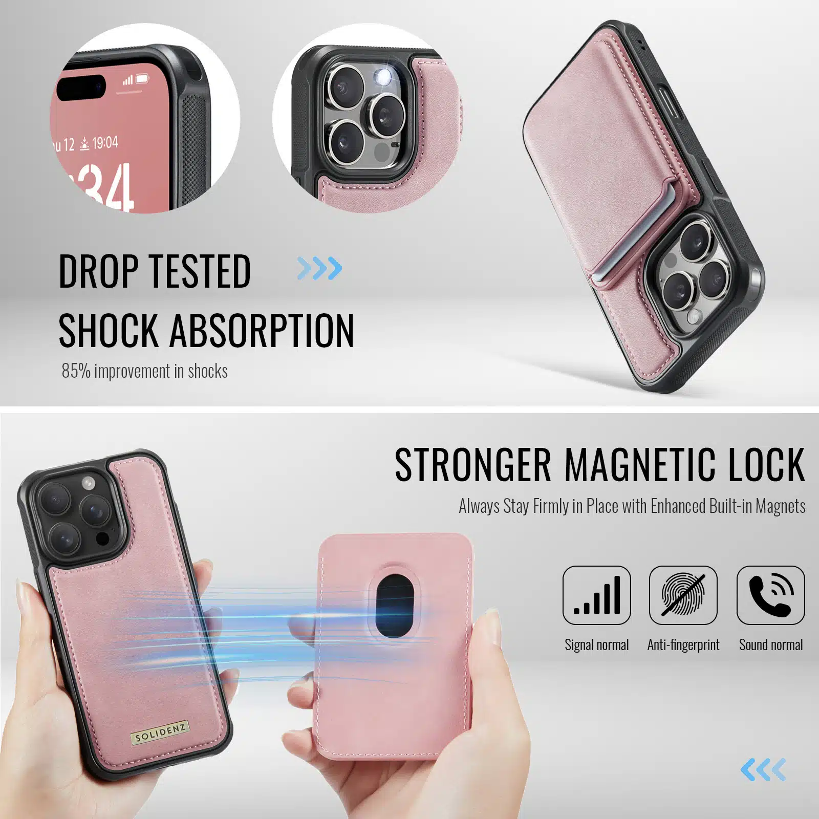 Solidenz - Backcover iPhone 16 Pro Max MagSafe - Wallet – Roze - Afbeelding 7