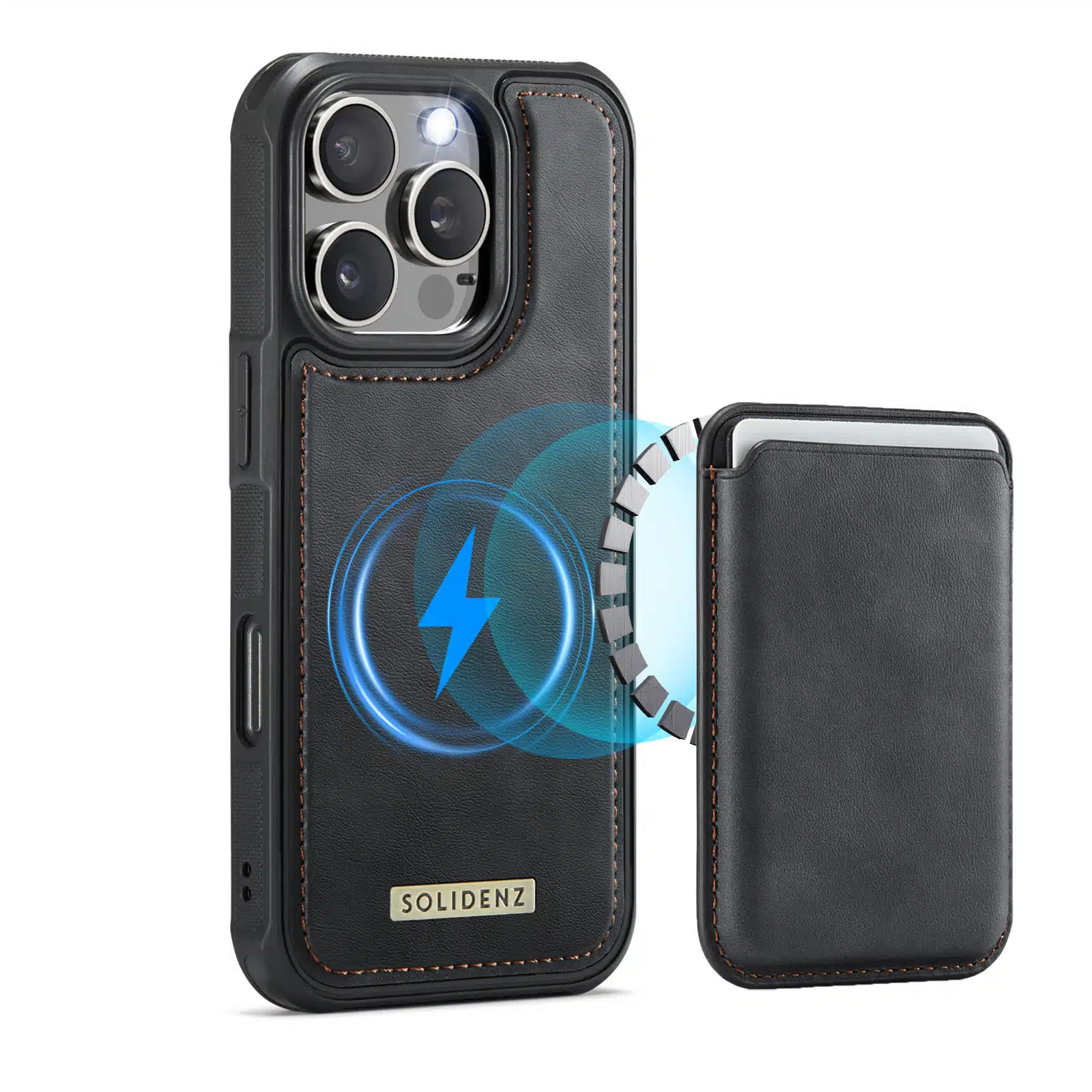 Solidenz - Backcover iPhone 16 Pro Max MagSafe - Wallet – Zwart - Afbeelding 1