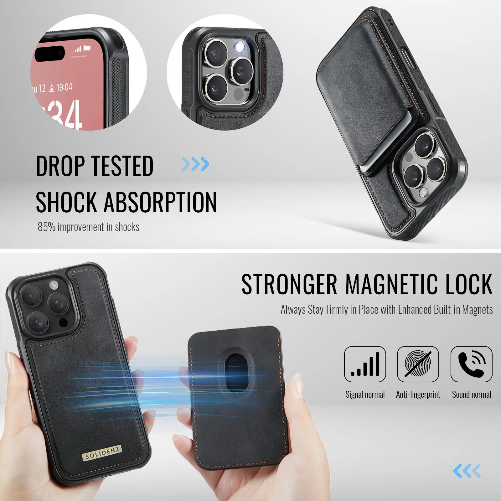 Solidenz - Backcover iPhone 16 Pro Max MagSafe - Wallet – Zwart - Afbeelding 8