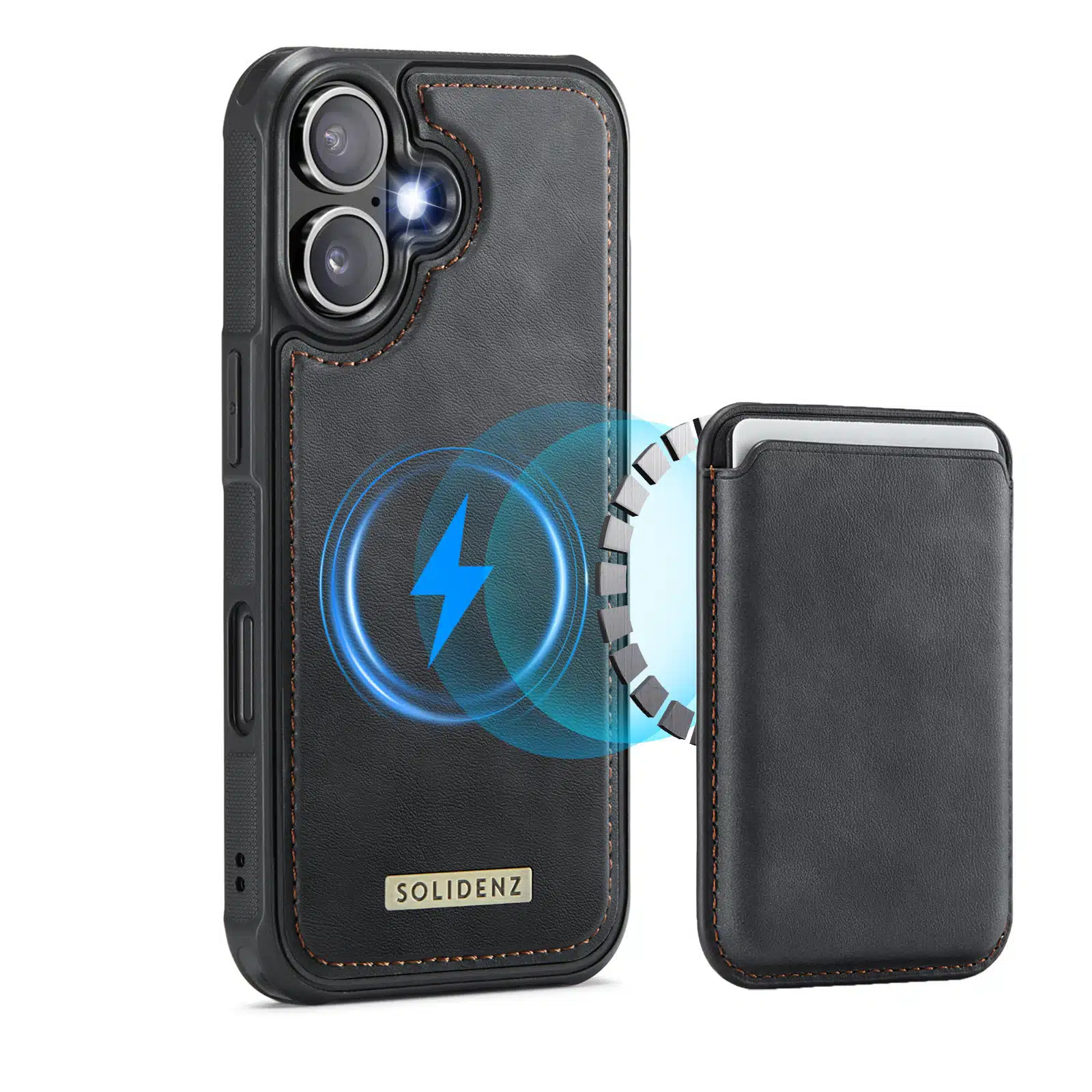 Solidenz - Backcover iPhone 16 - MagSafe - Wallet – Zwart - Afbeelding 1