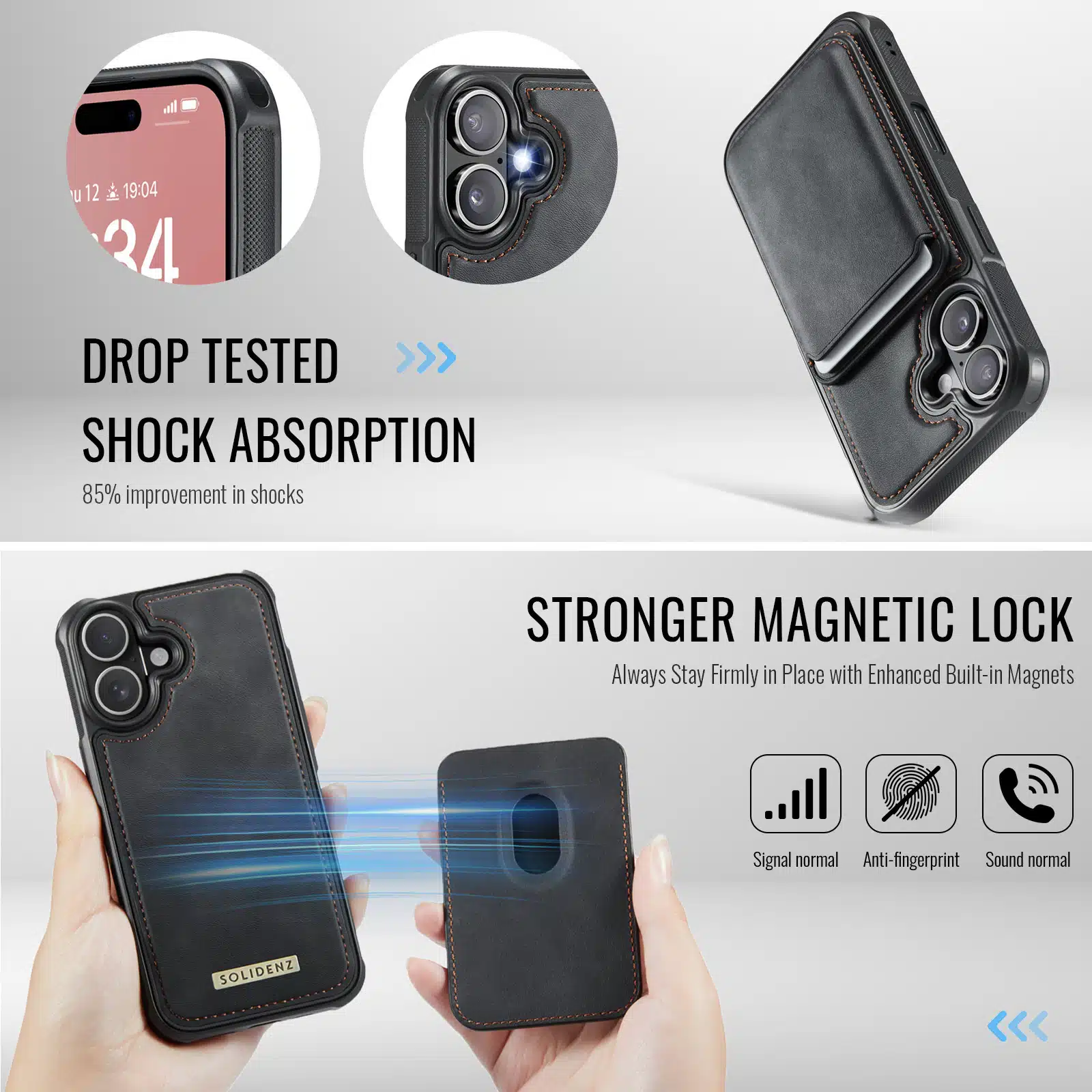 Solidenz - Backcover iPhone 16 - MagSafe - Wallet – Zwart - Afbeelding 7