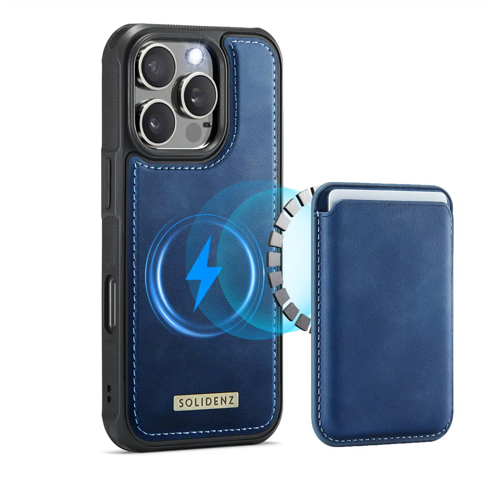 Solidenz - Backcover iPhone 16 Pro Max MagSafe - Wallet – Blauw - Afbeelding 1