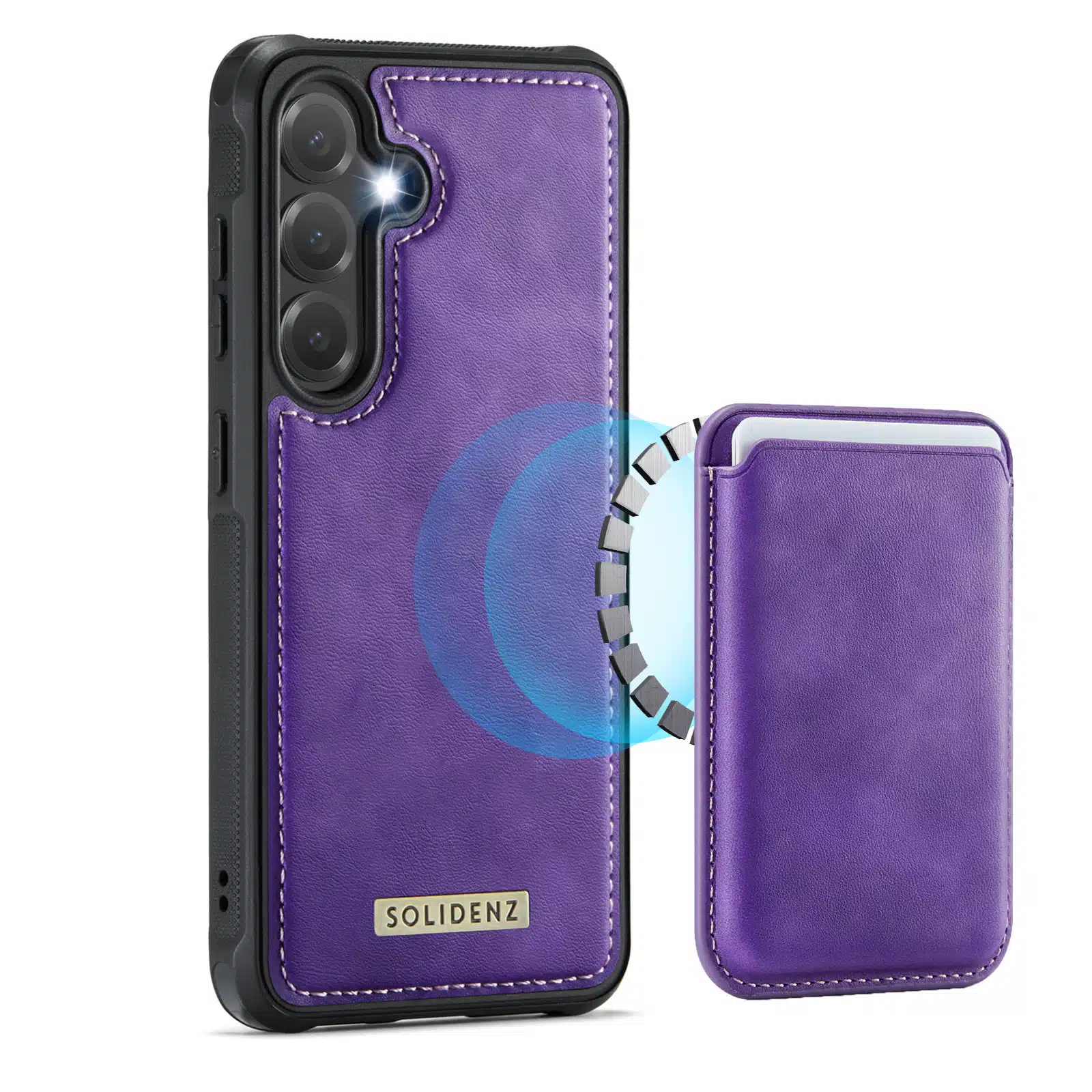 Solidenz – MagSafe Wallet Backcover Geschikt voor Samsung S24 Plus-S25 Plus – Paars - Afbeelding 1