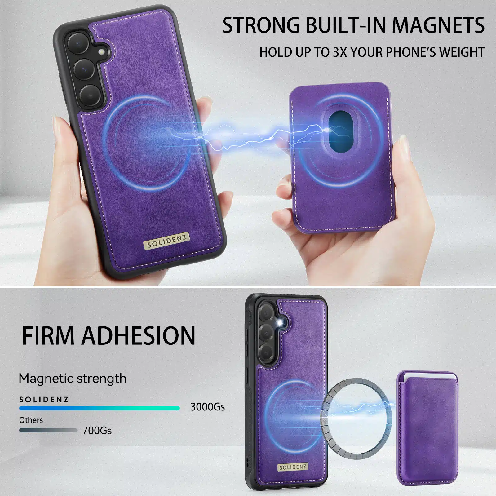 Solidenz – MagSafe Wallet Backcover Geschikt voor Samsung S24 Plus-S25 Plus – Paars - Afbeelding 7