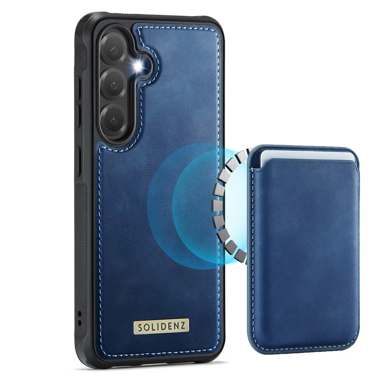 Solidenz – MagSafe Wallet Backcover Geschikt voor Samsung S24 Plus-S25 Plus – Blauw - Afbeelding 1