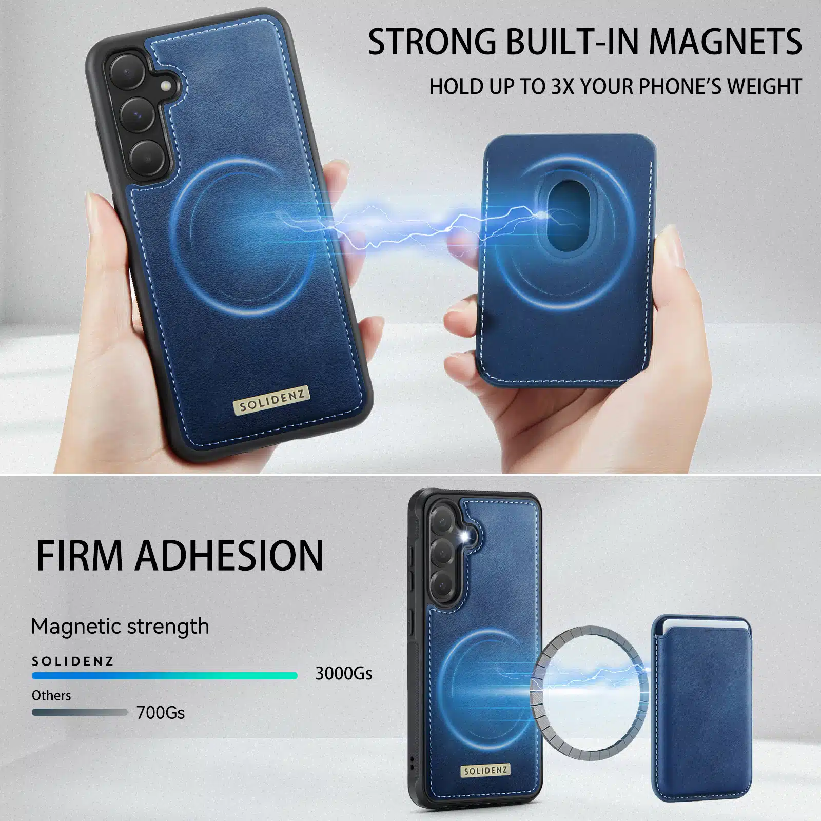 Solidenz – MagSafe Wallet Backcover Geschikt voor Samsung S24 Plus-S25 Plus – Blauw - Afbeelding 7