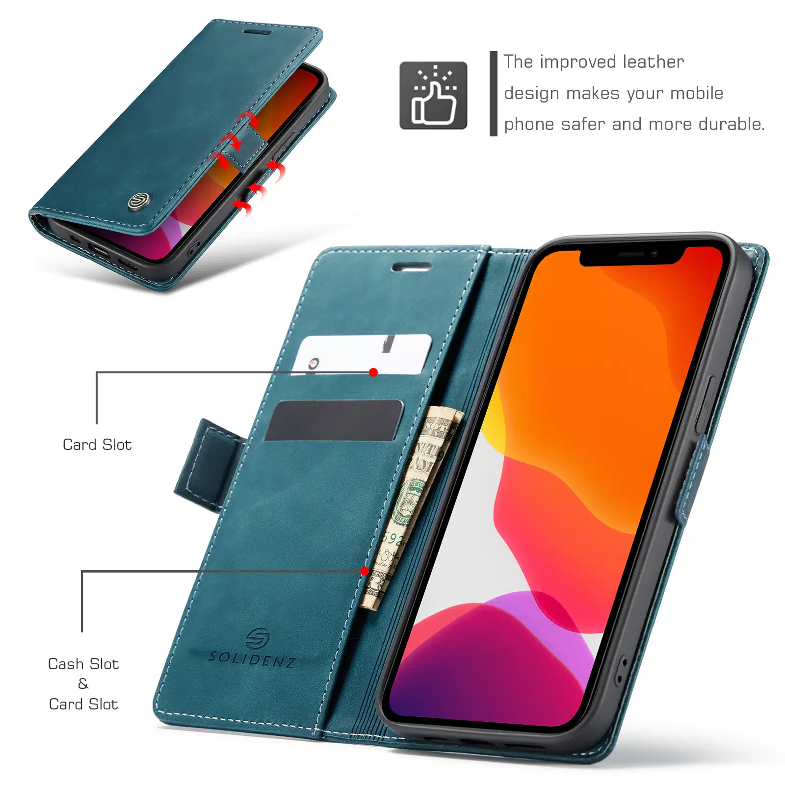 Solidenz - Urban Bookcase iPhone 14 – 13 Blauw - Afbeelding 9