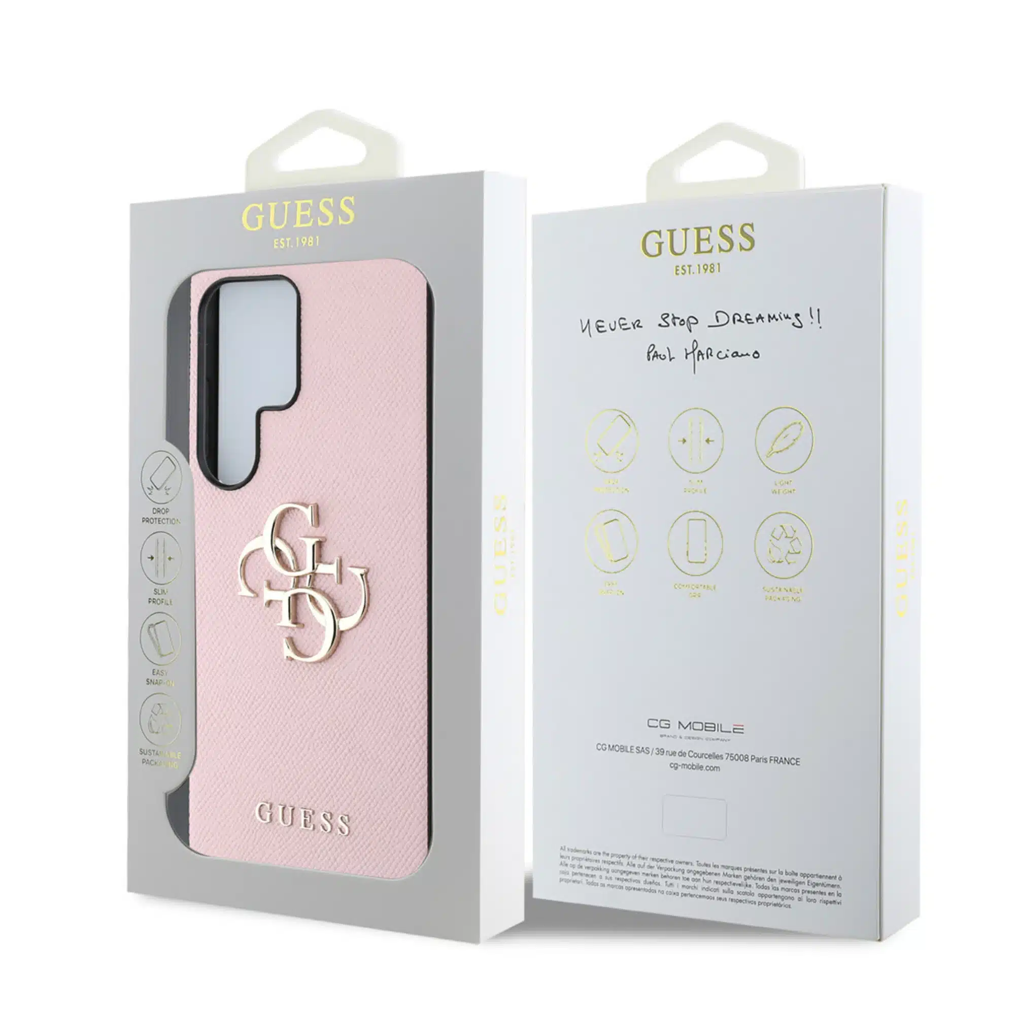 Guess - Backcover - S25 Ultra Backcover -  Grained - Big 4G Logo - Roze - Afbeelding 3