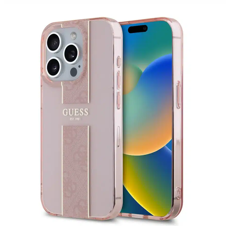 Guess - Backcover iPhone 16 Pro Max - IML 4G Stripe - Roze - Afbeelding 1