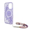 Guess iPhone 16 Pro Backcover hoesje Magsafe IML Flowers with pearl strap-Paars-5-Cityhoesje.nl
