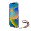 Guess iPhone 16 Pro Backcover hoesje Magsafe IML Flowers with pearl strap-Paars-6-Cityhoesje.nl