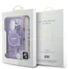 Guess iPhone 16 Pro Backcover hoesje Magsafe IML Flowers with pearl strap-Paars-7-Cityhoesje.nl