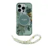 Guess - Backcover iPhone 16 Pro - Magsafe IML Flowers with pearl strap - Green - Thumbnail Image 1