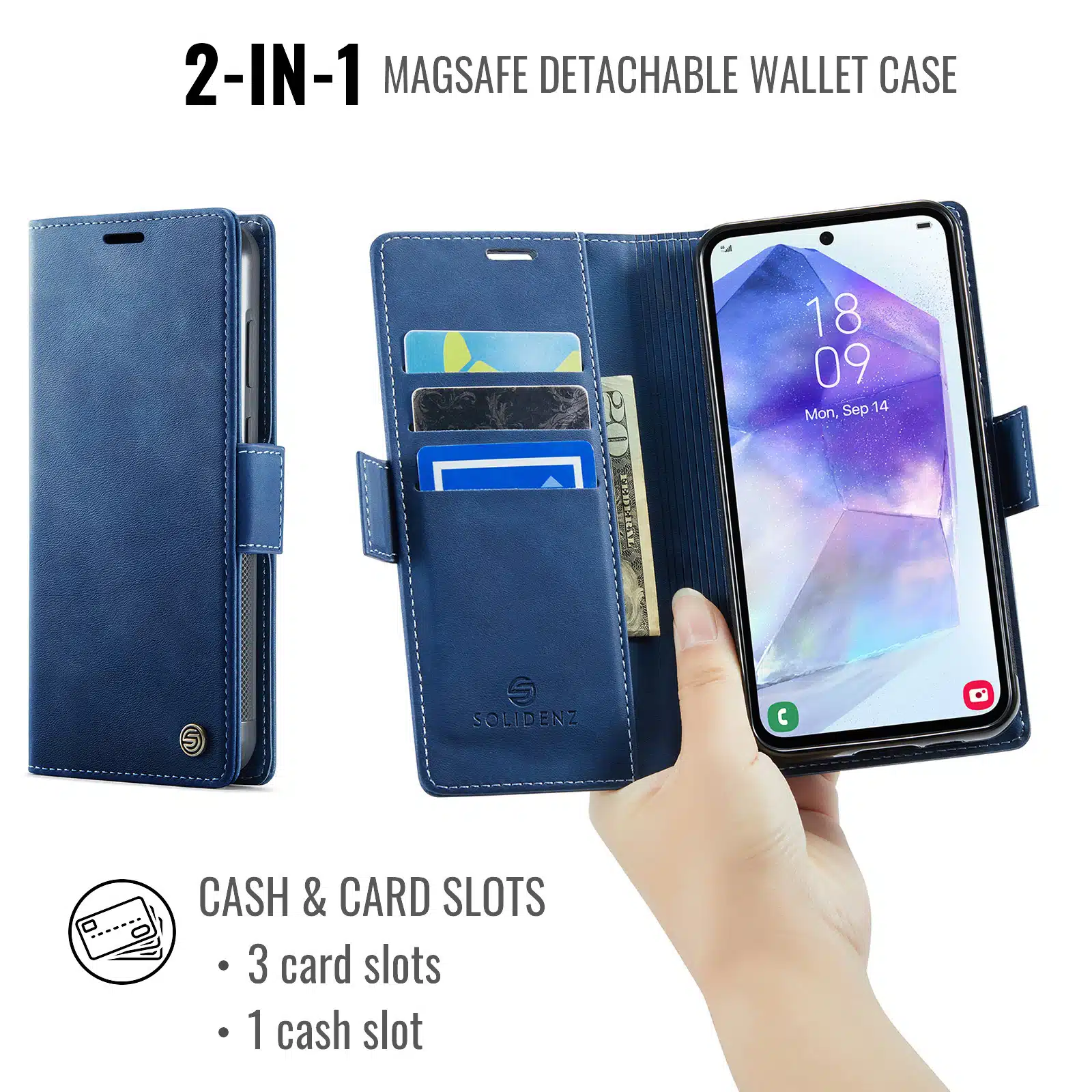 Solidenz 2-in-1 MagSafe Wallet Case voor Samsung Galaxy S25 Plus-S24 Plus – Blauw - Afbeelding 3