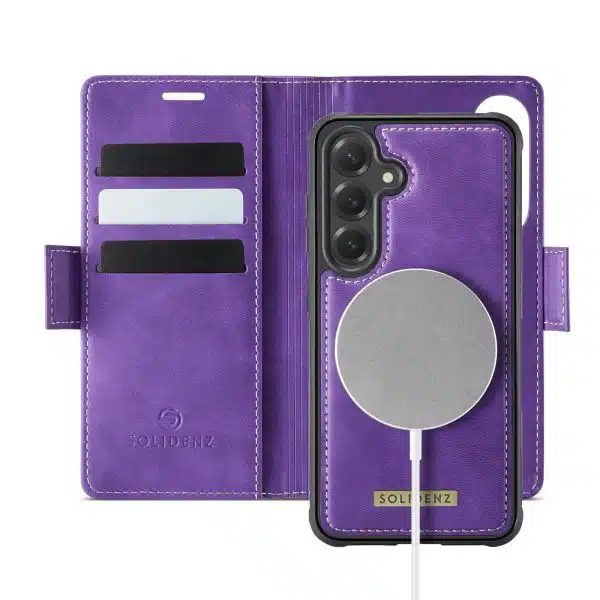 Solidenz 2-in-1 MagSafe Wallet Case voor Samsung Galaxy S25 Plus-S24 Plus – Paars