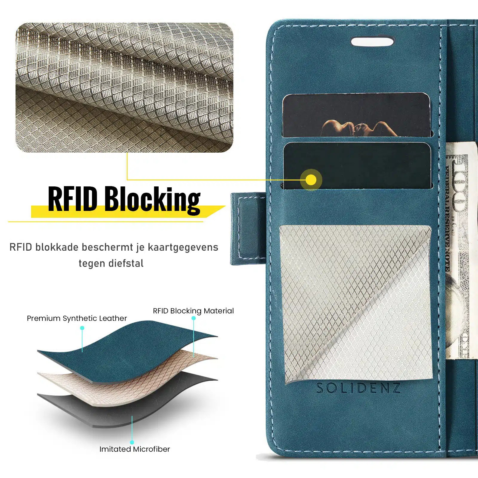 Solidenz - Urban Book Samsung Galaxy S25 Edge hoesje – Blauw - Afbeelding 3