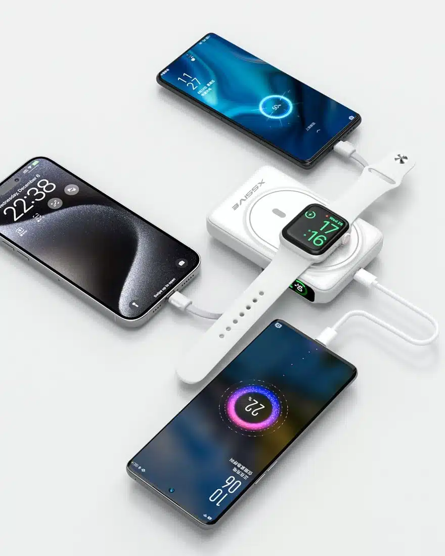 Xssive - Magnetic Wireless Powerbank incl. Cable 10.000 mAh XS-PB43W - Wit - Afbeelding 2