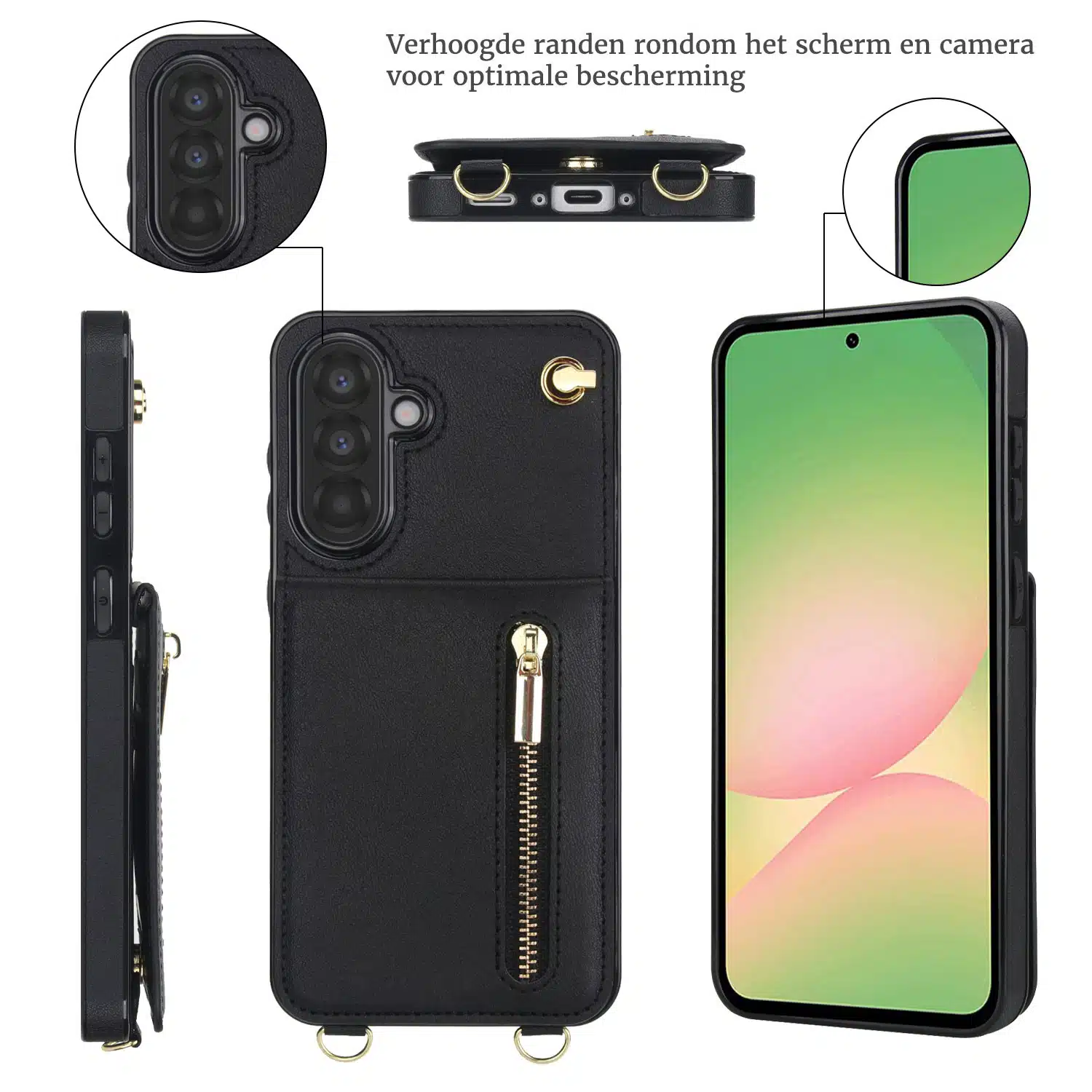 Solidenz-Fashion-Portemonnee-hoesje-met-koord-Samsung-Galaxy-A56-A36-A26-Zwart-4 - kopie
