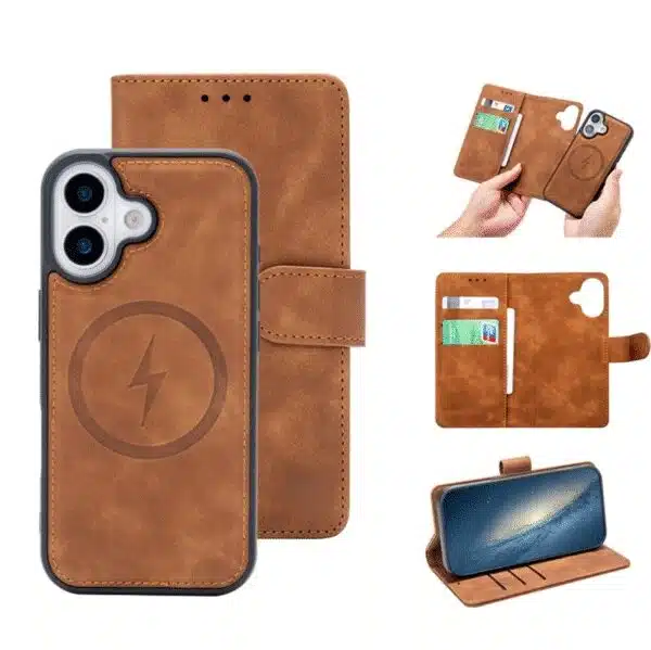 Cityhoesje-Bookcase- 2 in 1 Magsafe-iPhone 17-Bruin - Afbeelding 1